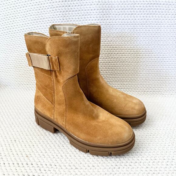 Tamaris NIB Camel Suede Miegan Double Buckle Side Lug Sole Combat Boots 38 7.5 - Picture 11 of 11